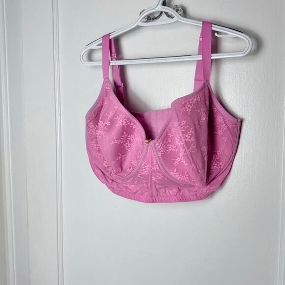 Cacique Lace Demi Bra Women's 42 G Barbie Pink Full Coverage Underwire - Picture 1 of 9